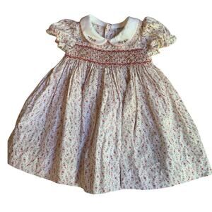 LULI & ME Coral Poppy‎ Smocked Dress 6mo